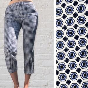 Audrey & Celine Slim Ankle Cropped Chino Pant Geometric Pattern size 8